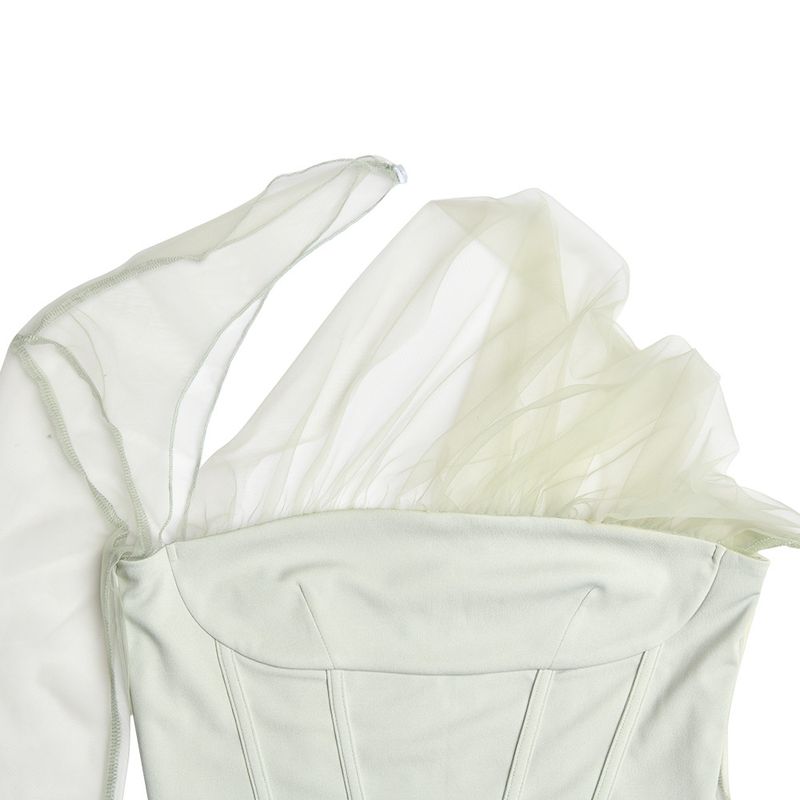 Women's temperament sexy see-through mesh stitching chest top_voghion.com