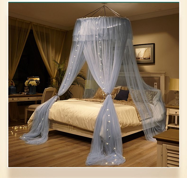 Black Dome Bed Curtain Mosquito Net Home Ceiling Princess Style Free Installation Double Bed 1.5 Meters 1.8_voghion.com