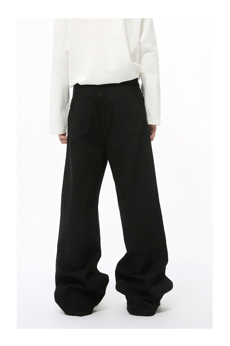 Men's Clothing Autumn New Arrivals Korean Distressed White Wide leg Straight Jeans Trend_voghion.com