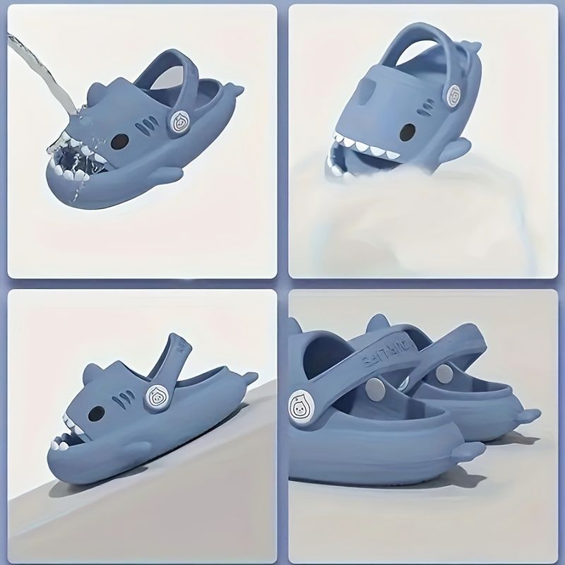 Zuecos con diseño de tiburón de EVA adorables para niños de ZXCDINO, zapatillas de suela suave antideslizantes, ligeras y transpirables, calzado para niños_voghion.com
