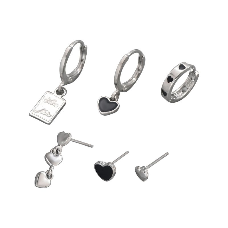 Boucles d'oreilles pour femmes de style universitaire minimaliste noir avec un design d'amour de niche et d'huile dégoulinante, boucles d'oreilles haut de gamme, boucles d'oreilles polyvalentes_voghion.com