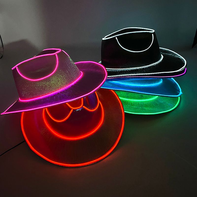 Heißer Verkauf LED Perlglanz Cowboy mit Lichtern Western Cowgirl Hut Geburt Halloween, Wired, Holi Mode Cool Sommer Meer_voghion.com
