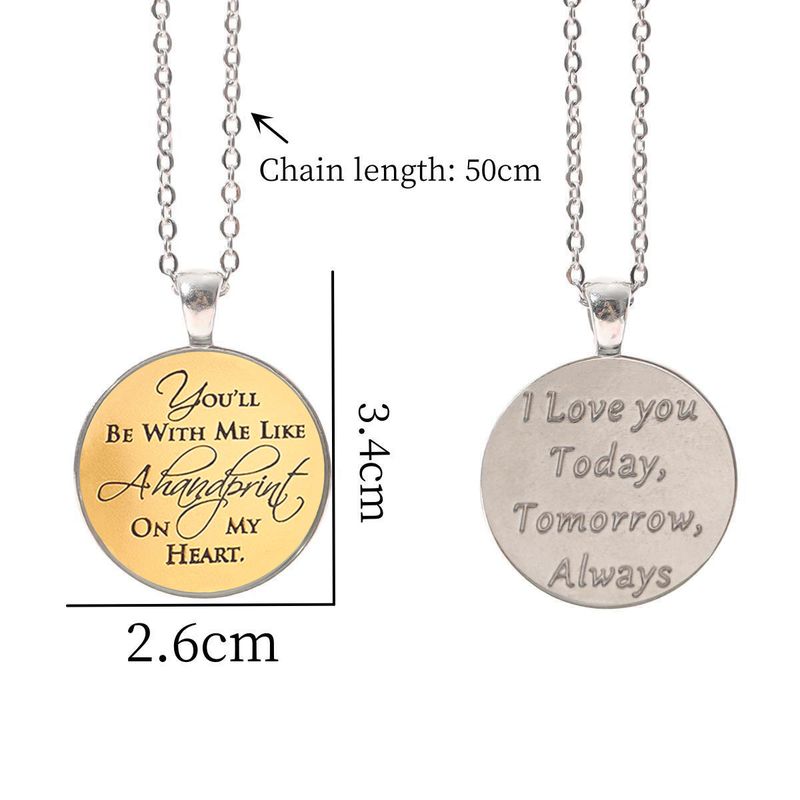 Collana con ciondolo fotografico in vetro rotondo in argento con lettere inglesi alla moda, accessori per gioielli alla moda, regalo_voghion.com