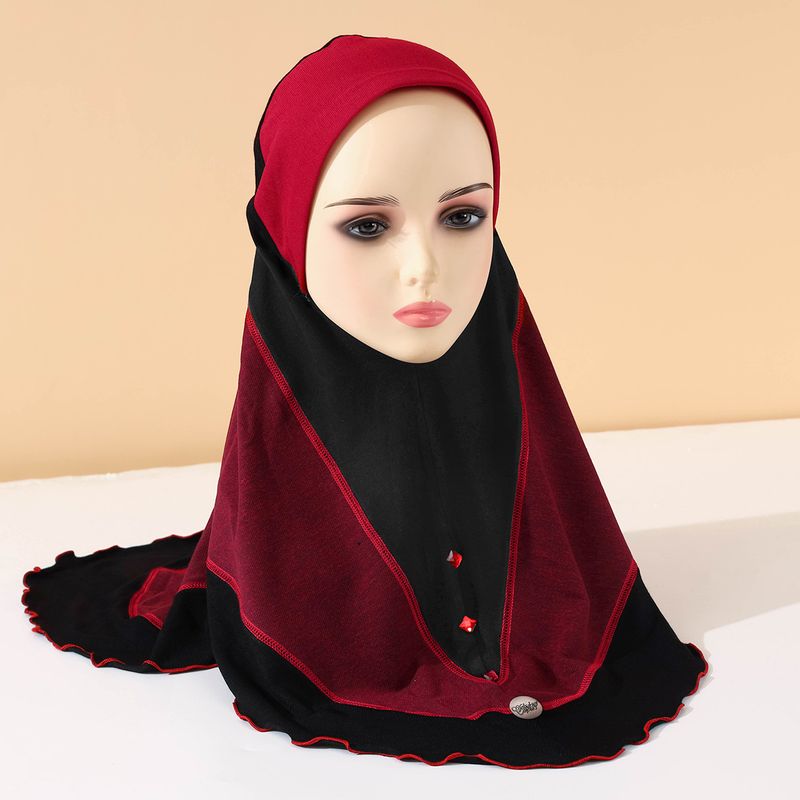 Women's Hijab summer new headscarf denim contrast color stitching style pullover headscarf ladies headscarf_voghion.com