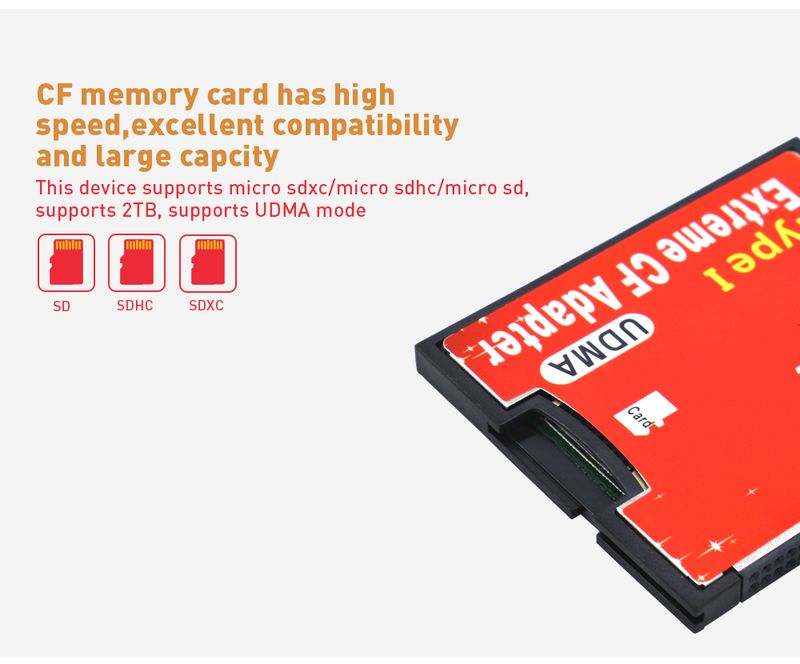 1 pz TF a tipo I Supporto Micro SDXC/SDHC/SD Lettore di schede di memoria UDMA Extreme CF Adattatore convertitore per fotocamera_voghion.com