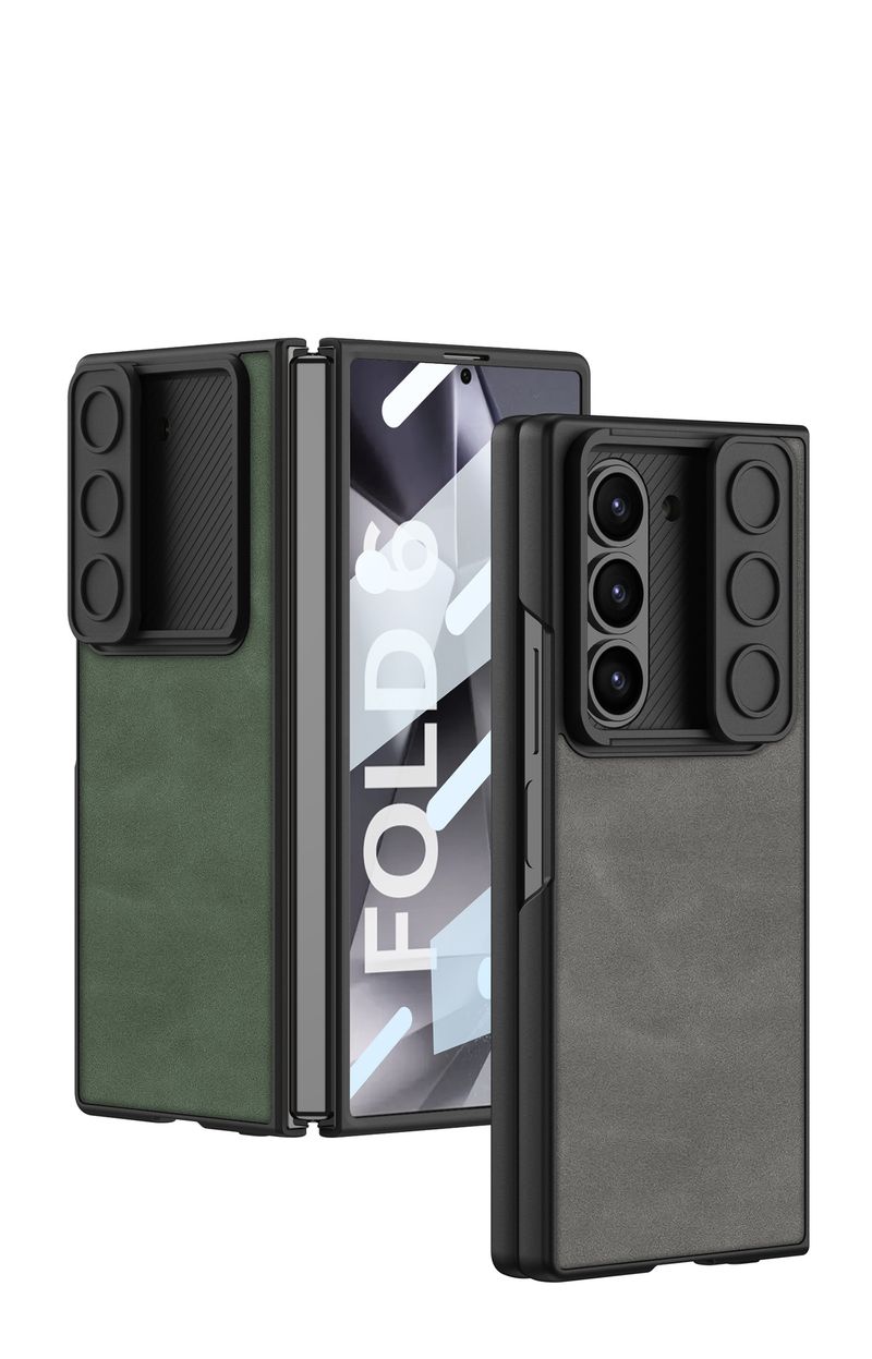 Applicable to Samsung Galaxy ZFold6 folding mobile phone case, push window case, film matte plain leather case, anti-drop mobile phone case._voghion.com