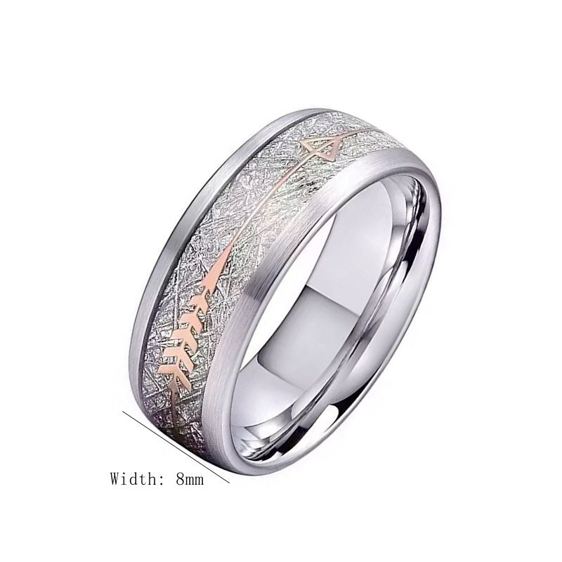 Anello di coppia hip hop con personalità, alla moda, in acciaio al titanio e con trama in seta_voghion.com