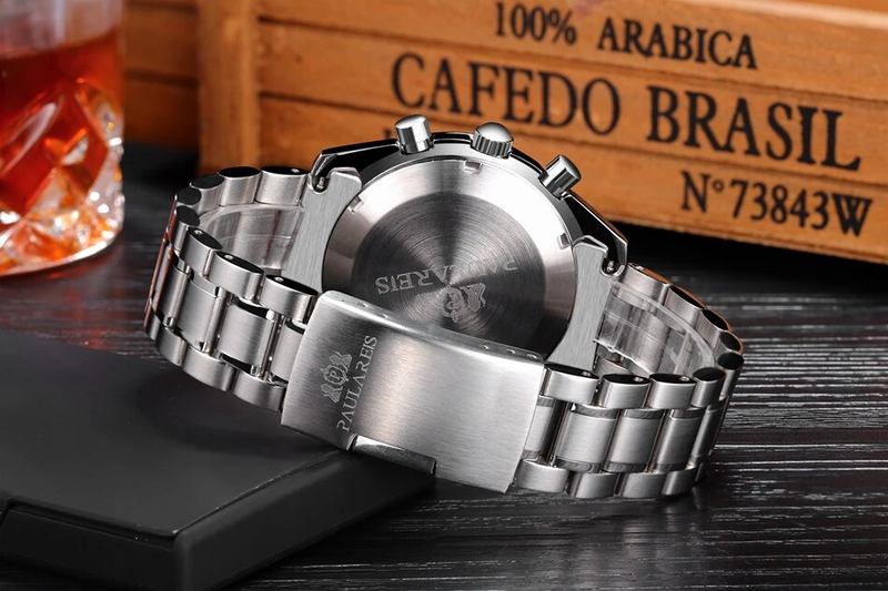 Automatski automatski vjetar mehanički svjetleći nehrđajući čelik plava kava smeđa brzina muškarci_voghion.com