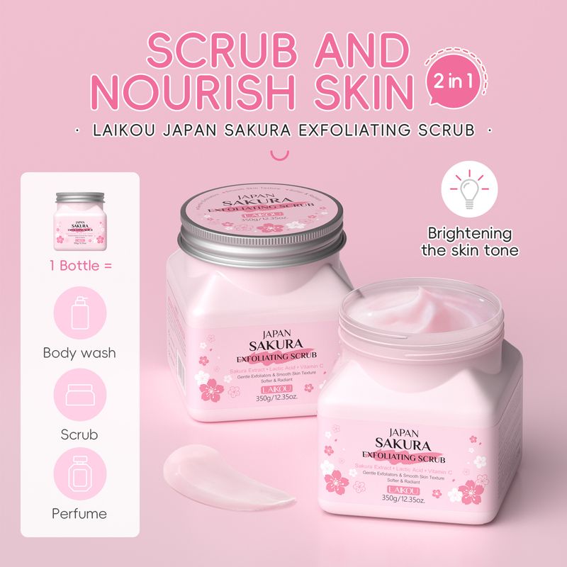 Peelings & Körperbehandlungen Neues Produkt LAIKOU Kirschblütenpeeling 350 g Gesicht Körper Ganzkörper Kann zur Reinigung und Feuchtigkeitspflege verwendet werden_voghion.com