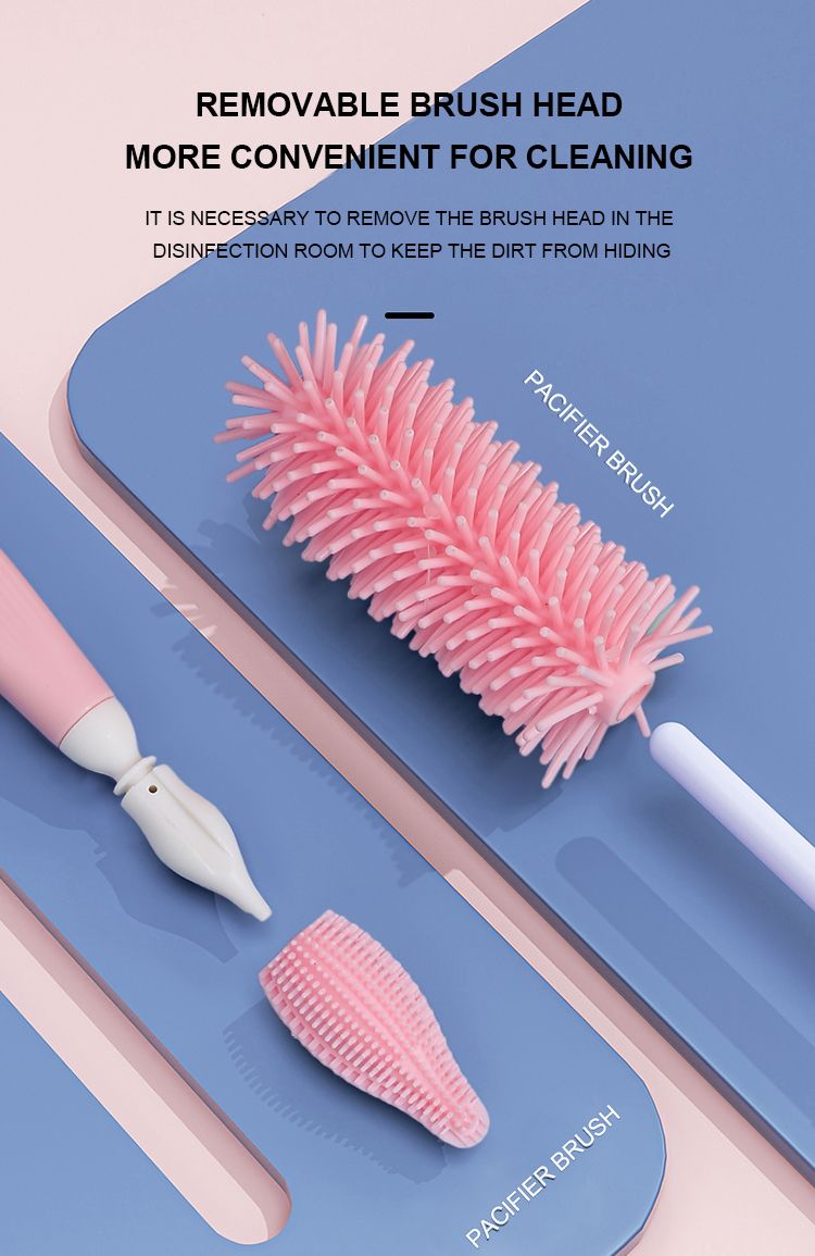 Silicone Bottle Cleaning Brush Baby Pacifier Straw Scrubber 360 Degree Glass Cup Washing Clean Brush Kitchen Cleaning Tool Set_voghion.com
