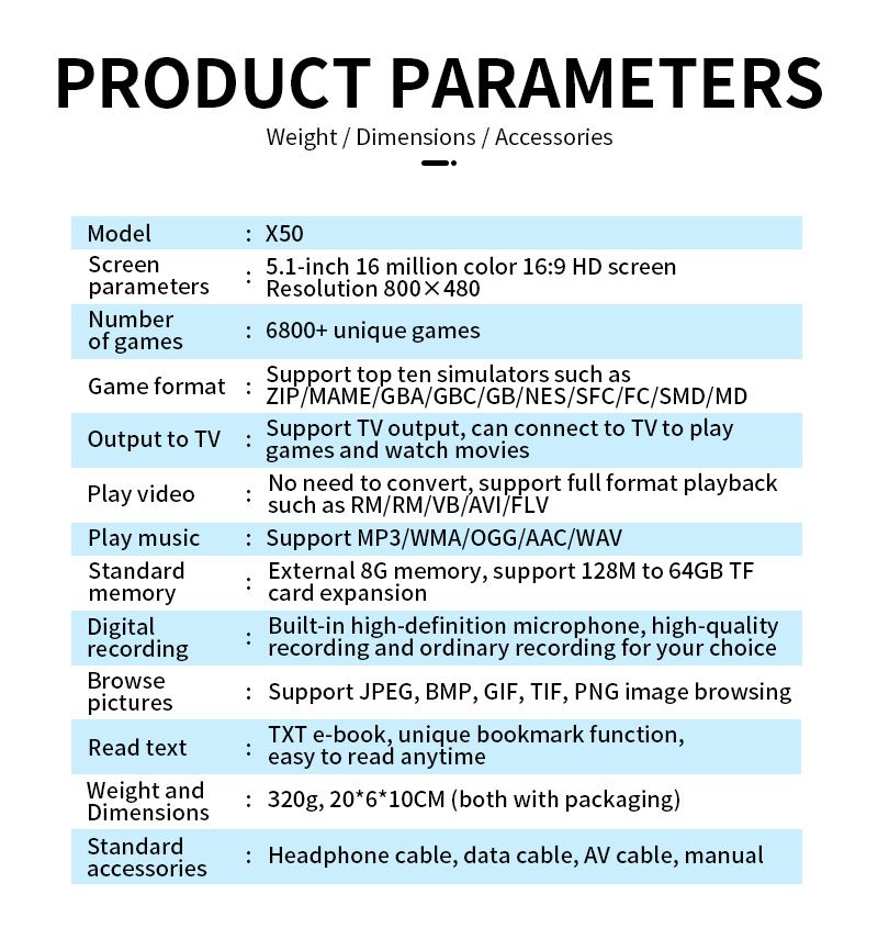 5.1 inch large screen high definition game console 8G memory retro PSP handheld arcade X50 double joystick handheld game console_voghion.com