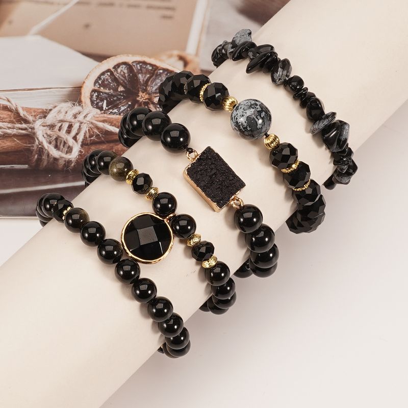 Bohemesche Stapelstil Natursteen Obsidian Wäisst Türkis Kristall Knospemix_voghion.com