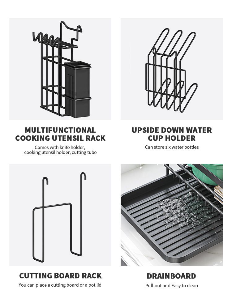 Kitchen Bowl Rack Household Anti-rust Countertop Double-layer Draining Bowl Rack Multifunctional Bowl Storage Rack_voghion.com
