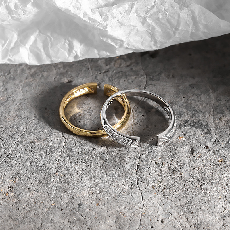 Anillo minimalista Odek de plata de ley S925 para mujer con incrustaciones de apertura de circonita para ajustar el temperamento y pulsera de dedo índice de moda_voghion.com