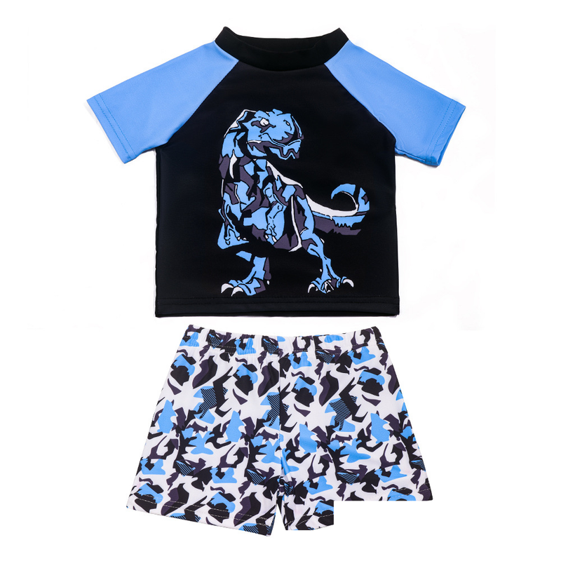 Mother&Kids Zweiteiliger Badeanzug mit digitalem Dinosaurier-Print für Kinder und Jungen_voghion.com