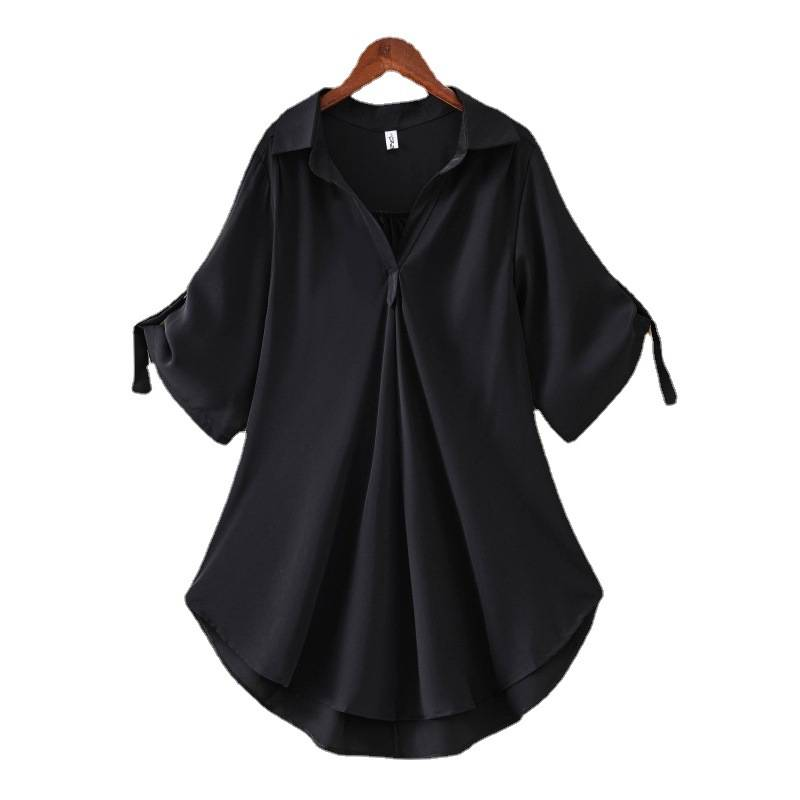 Nye store, trendy sommertopper i chiffong med løs midje til dame i stor størrelse_voghion.com