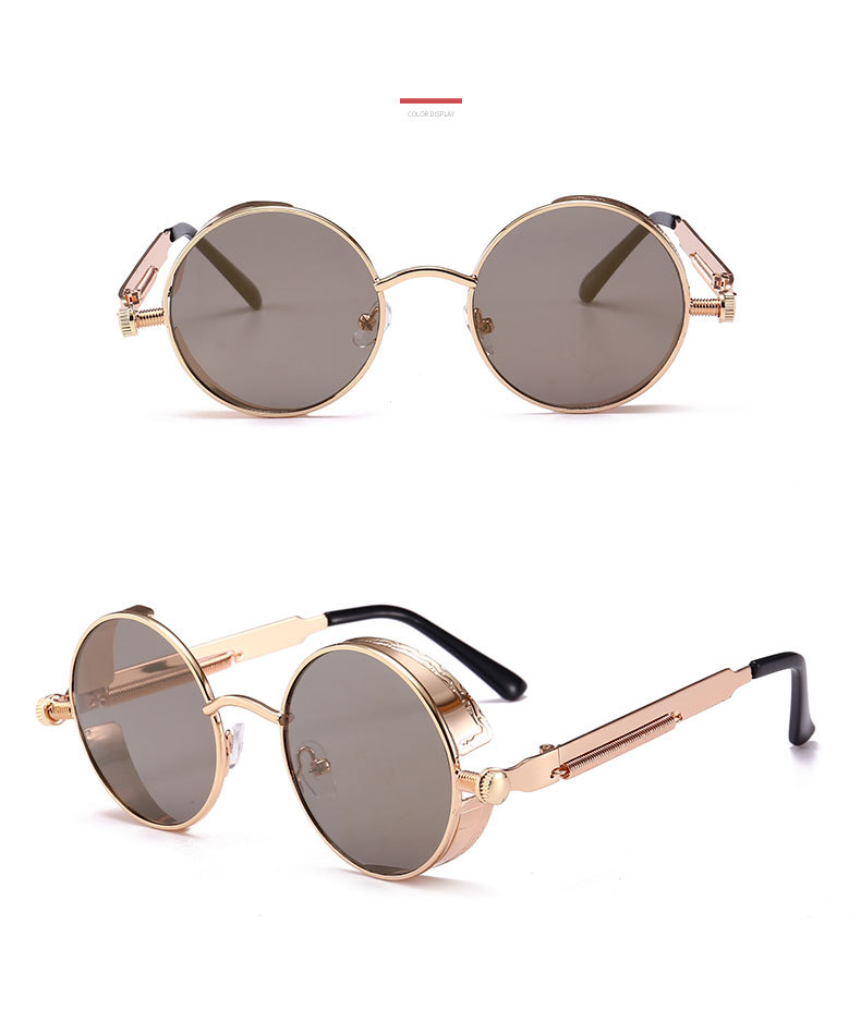 Unisex Steampunk Brille Modische Runde Sonnenbrille Retro Brille Trendy trendige Sonnenbrille für Männer und Frauen_voghion.com