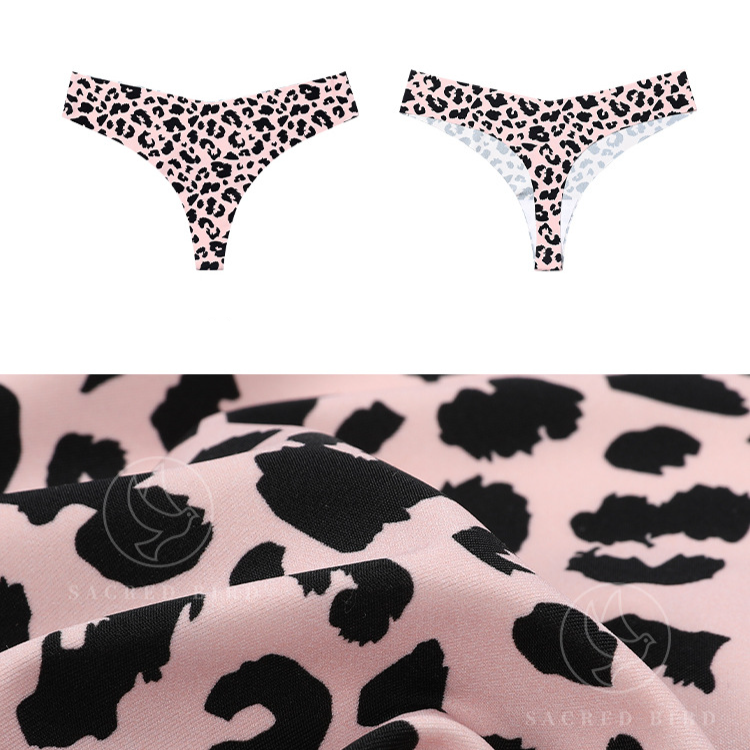 sexy T Pants Low Waist Large Size Breathable Pure Cotton Crotch Underwear Seamless Ice Silk Quick Drying Ladies Leopard Print Thong_voghion.com