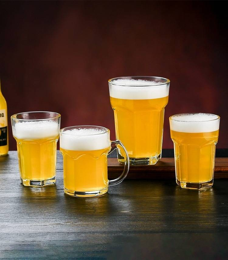 Caneca de cerveja - Copo de chope artesanal de 500 ml com alça para chá gelado/mojito (transparente e espessado, perfeito para bares e cafés em casa)_voghion.com
