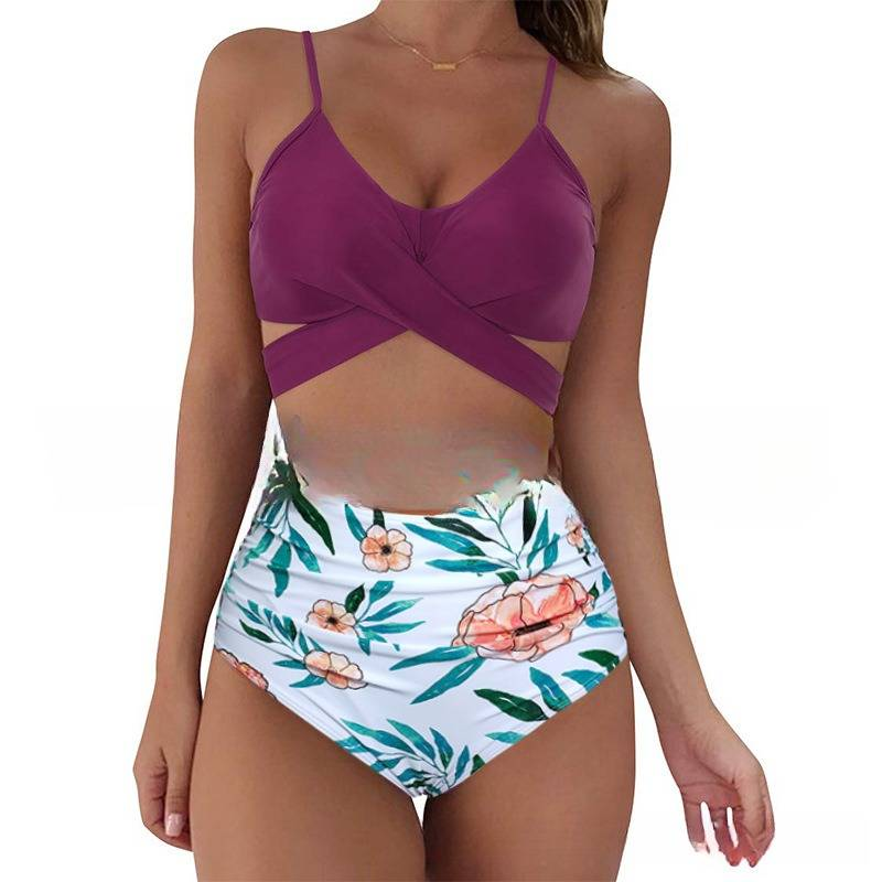 Sexy High-Waist Bikini Set With Leopard Print - Cross Back Design, Comfortable & Stylish Swimwear For Women_voghion.com