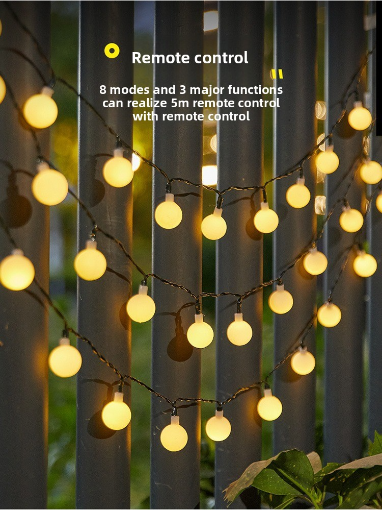 Guirnalda de luces LED solares: luces decorativas impermeables para exteriores, para jardín, patio y camping (5 m/7 m/12 m/22 m, blanco cálido)_voghion.com