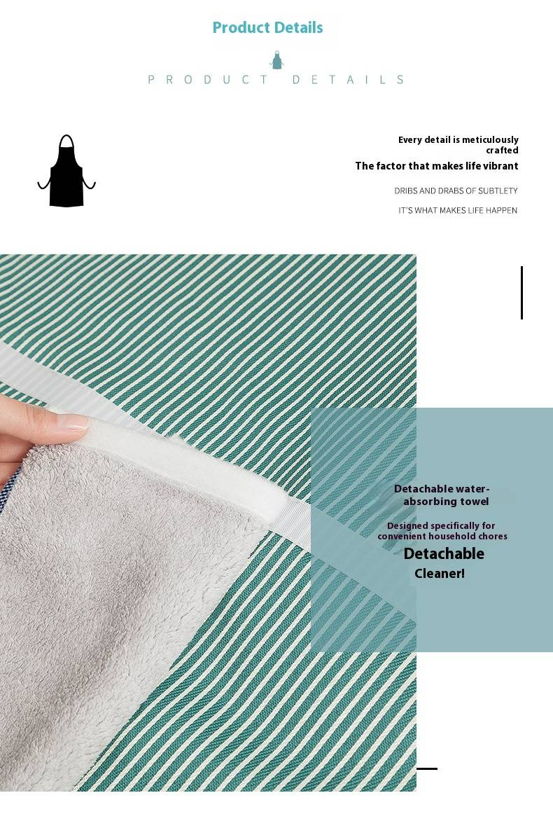 Sleeveless Kitchen Apron – Waterproof, Hand-Wiping Striped Design (Cartoon Print, Adjustable, Lightweight For Cooking & Cleaning)_voghion.com
