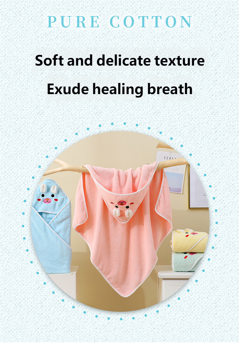 Newborn Hooded Coral Fleece Cloak - Baby Bath Towel, Swaddle Blanket, Wearable Soft Cape_voghion.com