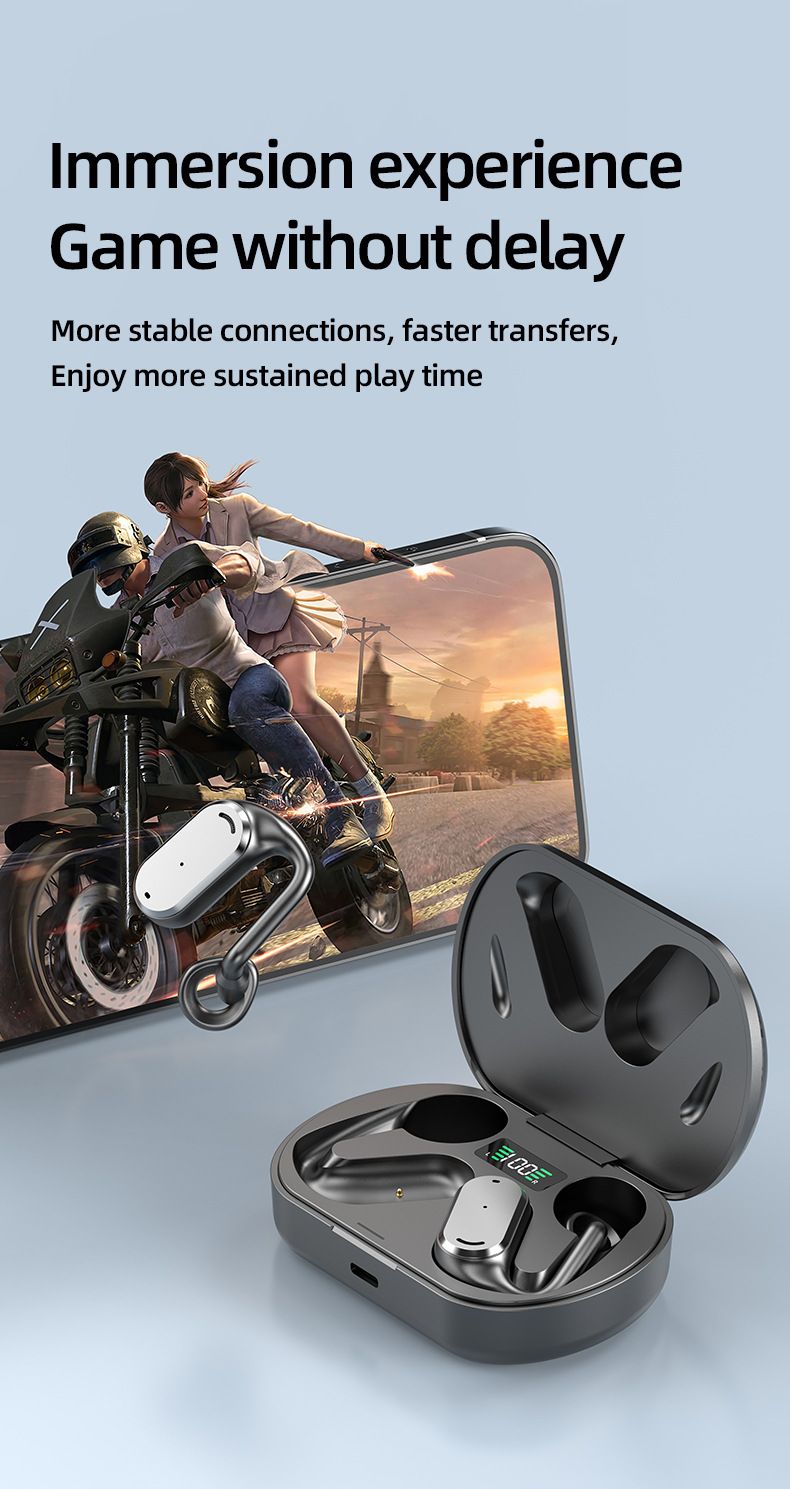 High Quality GT-R Ear-hook Bone Conduction Wireless Bluetooth Long Battery Life Office Business Digital Display Headset_voghion.com