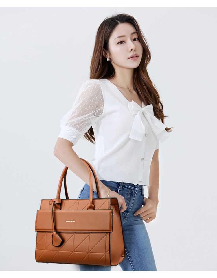 Ensemble élégant de 3 sacs à main urbains en cuir PU - Sac bandoulière, sac à main et sac cabas avec finition texturée pour femme (Noir/Argent/Caramel/Vert foncé)_voghion.com