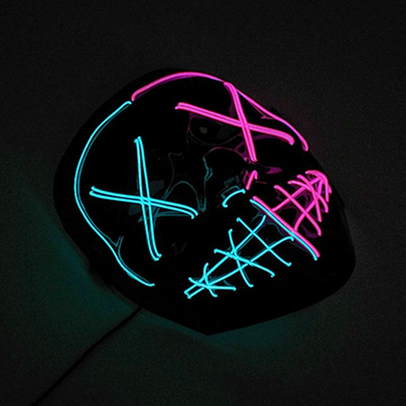 Wireless Mixed Colors Halloween Glowing Scary Face Mask Luminous LED Purge Mask Horror Light Up Mask Adult Cosplay Props Costume_voghion.com