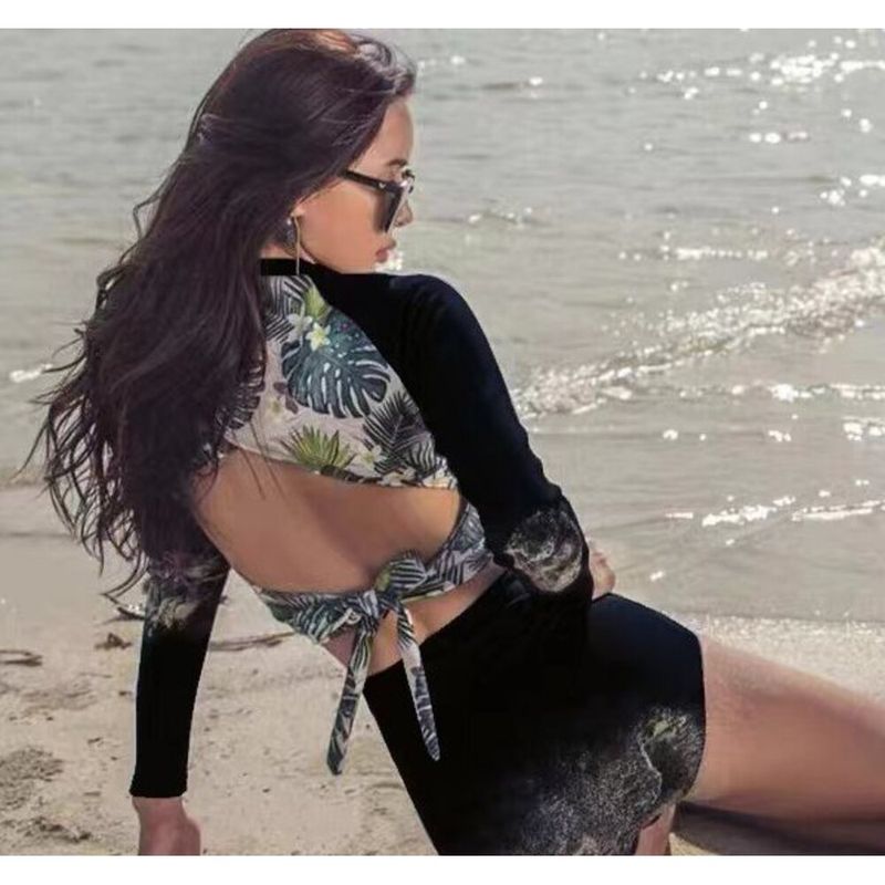 Korean And Snorkeling Long Sleeve Sun Protection Conservative Two-Piece Bikini Jellyfish Suit Beach Surfing Swimsuit For_voghion.com