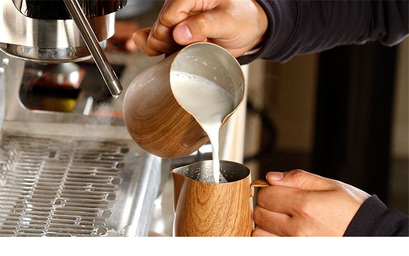 Cană de cafea cu lapte 300/600ml, din oțel inoxidabil, cu granulație, ulcior de spumare, trageți floarea-soarelui, espresso, spumă, cană de cafea, instrumente Barista_voghion.com