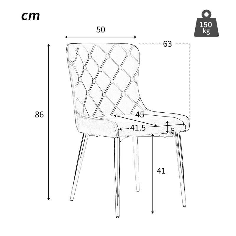 6er Set Samt Esszimmerstühle Mit Metallbeinen, Dunkelgrau_voghion.com