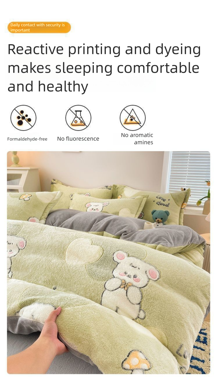 25 Set di quattro pezzi con fiocco di neve autunnale e invernale, per dormitorio studentesco, lenzuolo da letto in velluto francese, copripiumino singolo_voghion.com