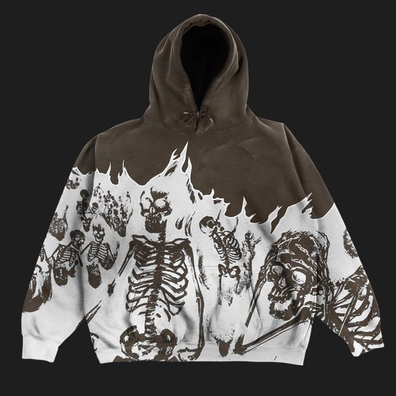 Y2K Millennium girocollo maglione scheletro coppia stile 2022 autunno/inverno nuovo cappotto a maniche lunghe con teschio_voghion.com