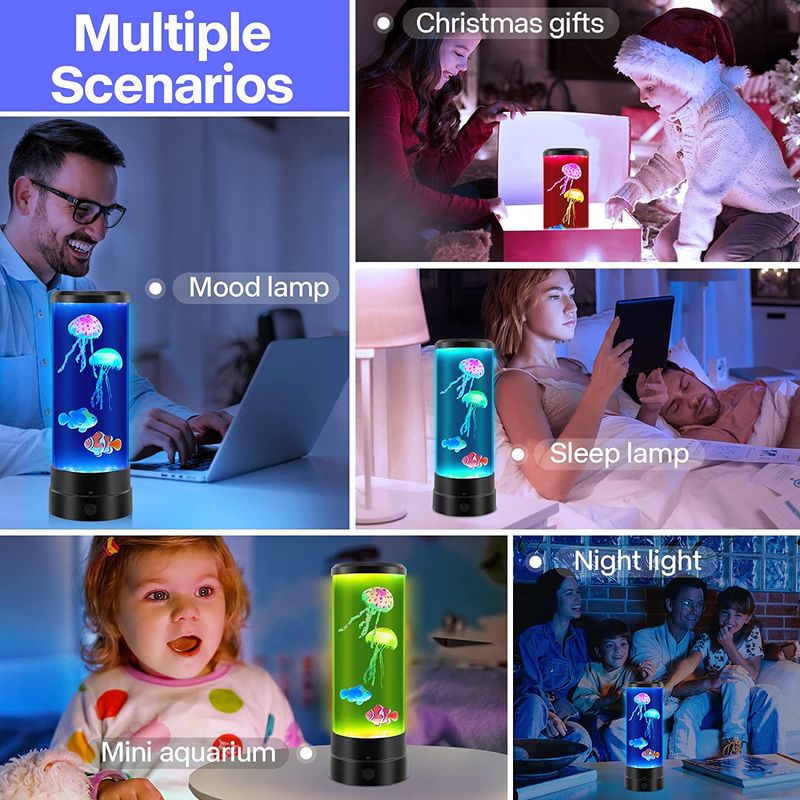 Lampă cu lavă pentru meduze, lumină pentru acvariu cu meduze care schimbă culoarea cu telecomandă, lumină pentru dormit, decor pentru cameră, relaxare, cadouri de aniversare de Crăciun_voghion.com