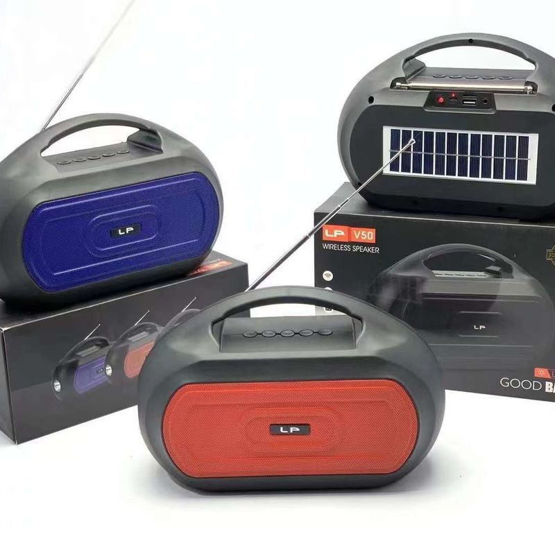 LP-V50 nov brezžični zvočnik Bluetooth, sončna plošča, polnilna svetilka, radijski globokotonec_voghion.com