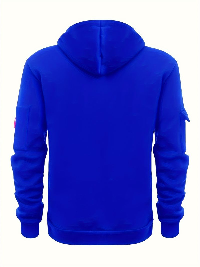 Felpa con cappuccio da uomo, primaverile e autunnale, con cerniera, multitasche, sportiva e casual._voghion.com
