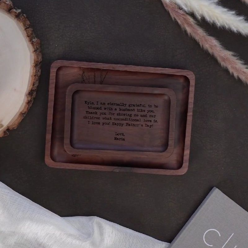 Espositore per orecchini e gioielli in legno di noce, porta braccialetti e collane, vassoio rettangolare in legno inciso per portachiavi_voghion.com