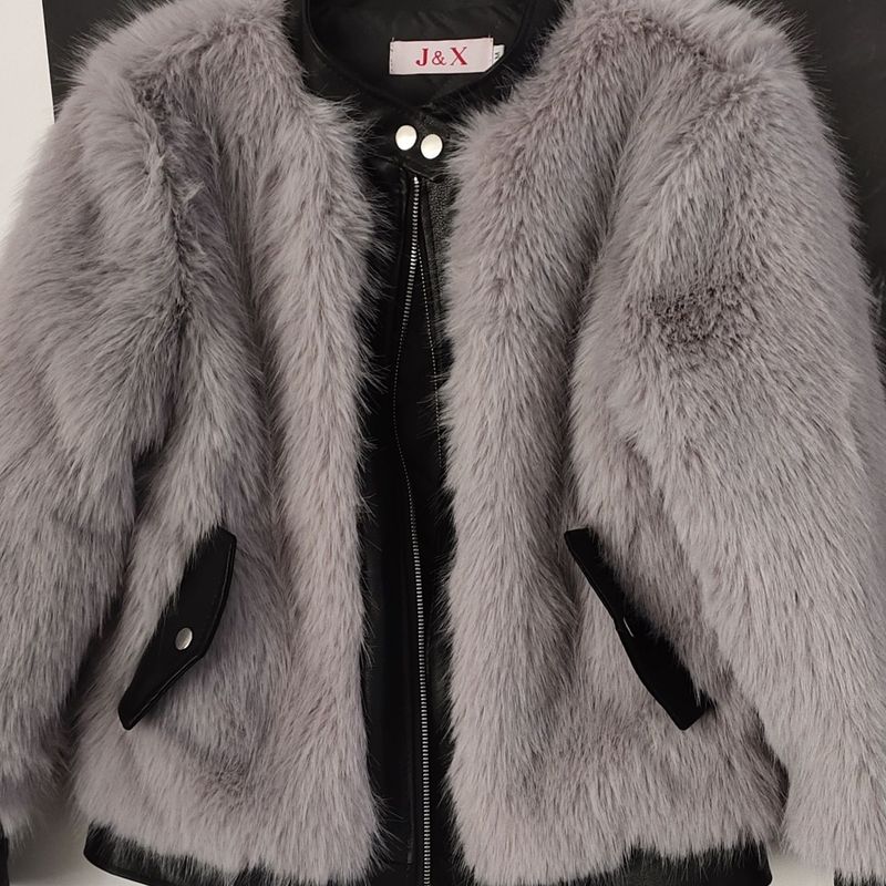 Cappotto in pelliccia di volpe da donna, giacca da motociclista patchwork corta, imbottita e spessa, abbigliamento invernale_voghion.com