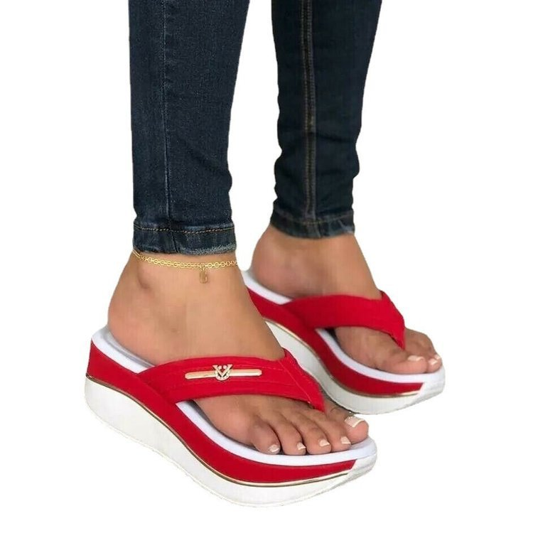 Sandalias de cuña grande con suela gruesa para mujer, chanclas con clip para el verano, informales, de moda, para exteriores, UN 2022_voghion.com
