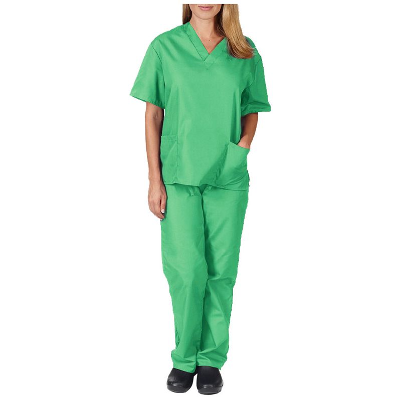 Vêtements pour femmes nouvelle couleur unie poche col en V uniforme de travail infirmier uniforme d'infirmière uniforme d'infirmière costume deux pièces femme_voghion.com