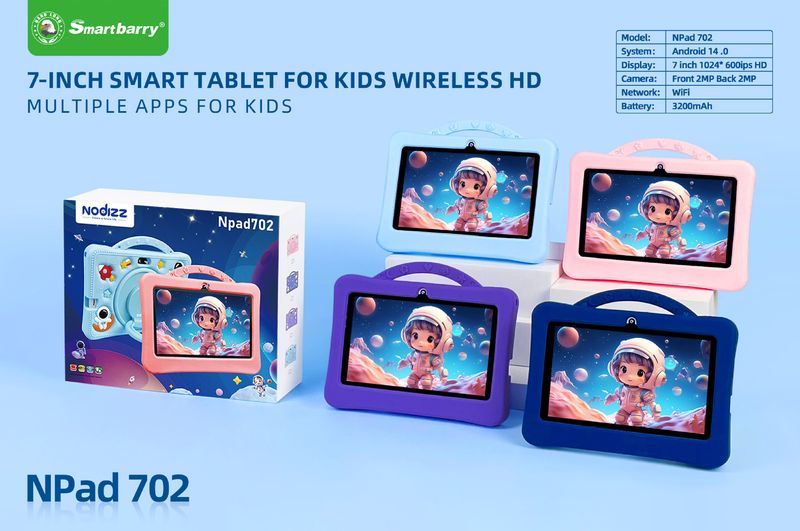 Tablet per bambini NPad702 da 7 pollici con sistema Android e doppia fotocamera, Wi-Fi_voghion.com
