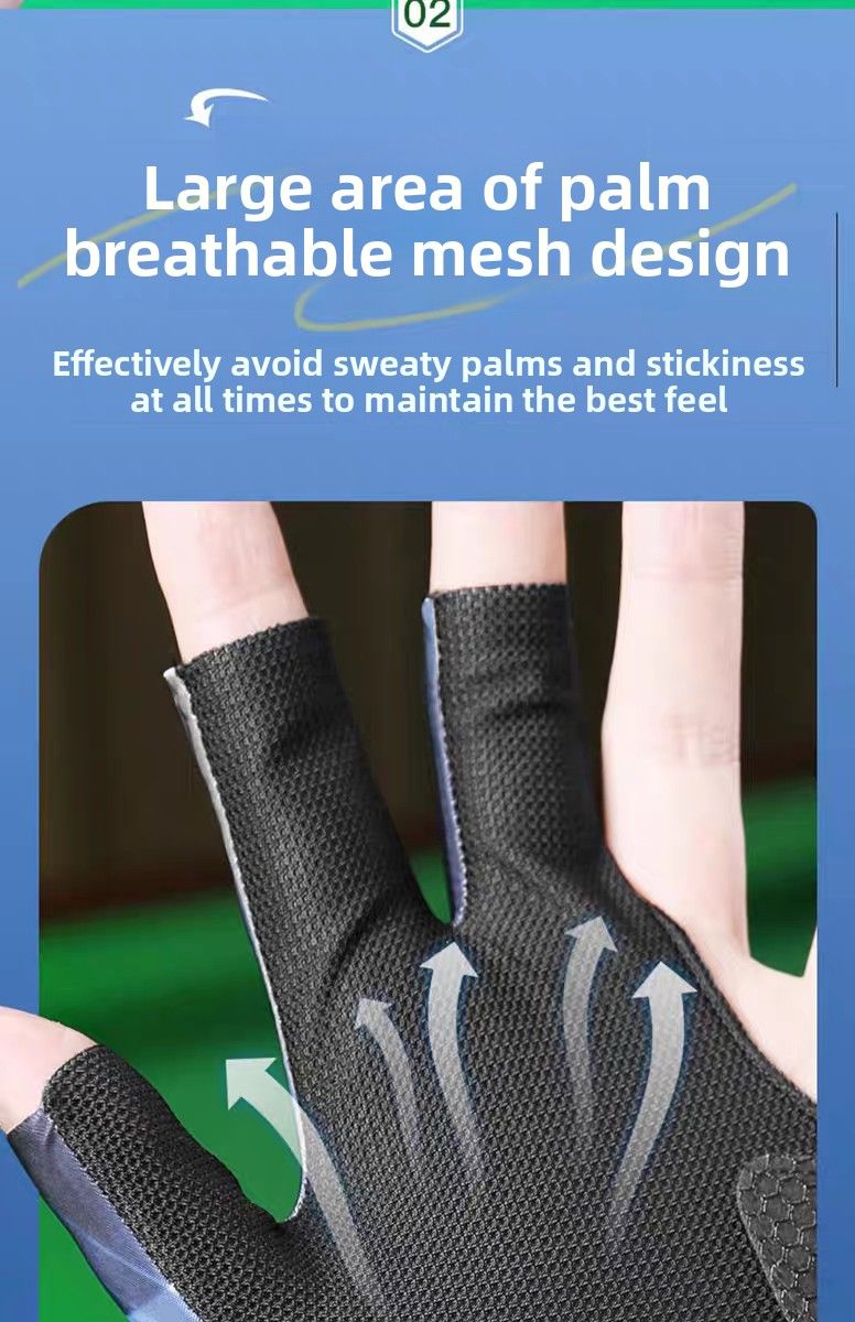 Gloves Full High-end Anti-slip Fingerless Table Tennis Billiard Supplies Thin Snooker Three Finger Breathable_voghion.com