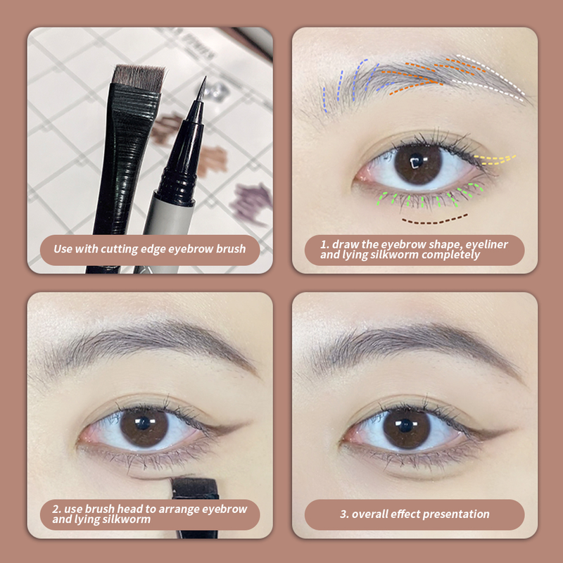 Matita per sopracciglia ultra liquida sottile 1PC penna per sopracciglia con sbavature impermeabili tatuaggio cosmetico marrone scuro colore grigio s_voghion.com