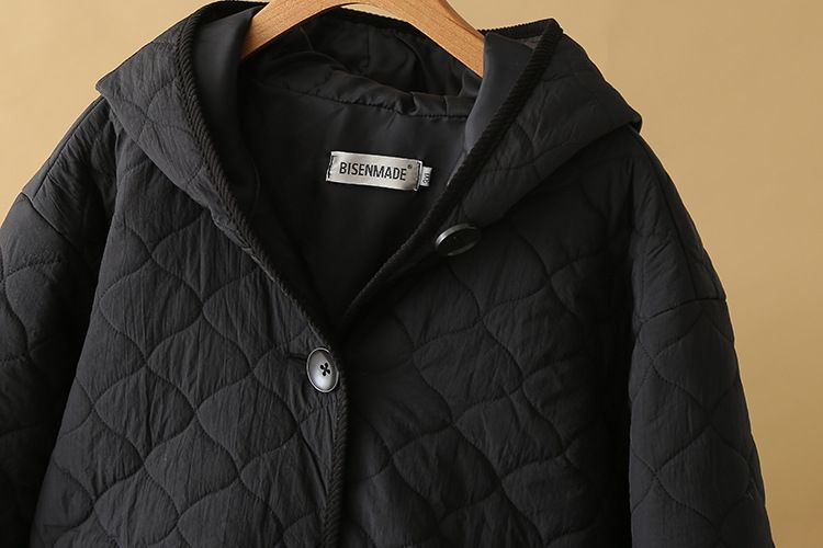 Women's Clothing Large size women's clothing 200 pounds fat MM autumn and winter fashion slim hooded bag strip round mouth pocket long cotton coat_voghion.com