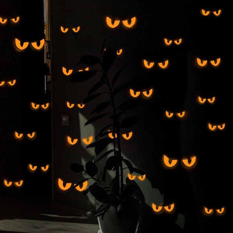 Glow In The Dark Halloween Wall Stickers - Multi-Color Eye Design, Self-Adhesive Decals For Bedroom, Living Room, Party Decor_voghion.com