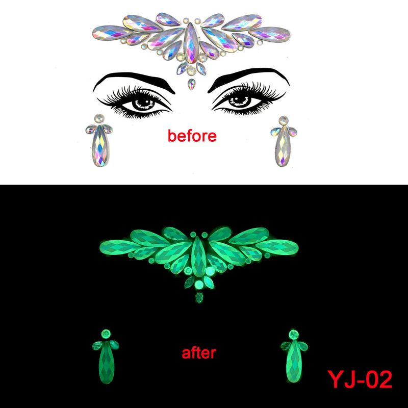 New EDM Face Sticker Diamond, Halloween Grimace Sticker Diamond Luminous Crystal, Between Eyebrows Sticker Luminous Face Sticker Masquerade_voghion.com