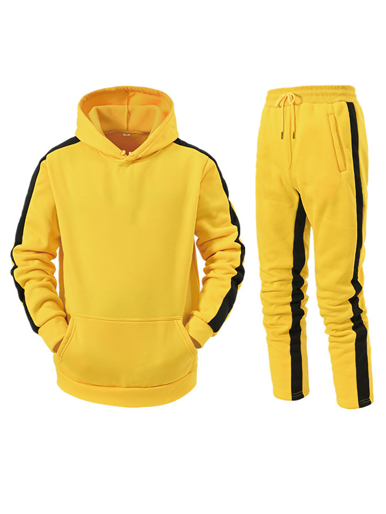 Survêtements pour hommes Automne et hiver Ensemble à capuche pour hommes Casual Pull de sport chaud Pull Pantalon de jogging Ensemble 2 pièces_voghion.com