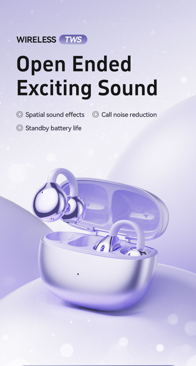 M108 Ear Clip Wireless Long Battery Life Bone Conduction Sports Noise Cancelling Earphones Bluetooth_voghion.com
